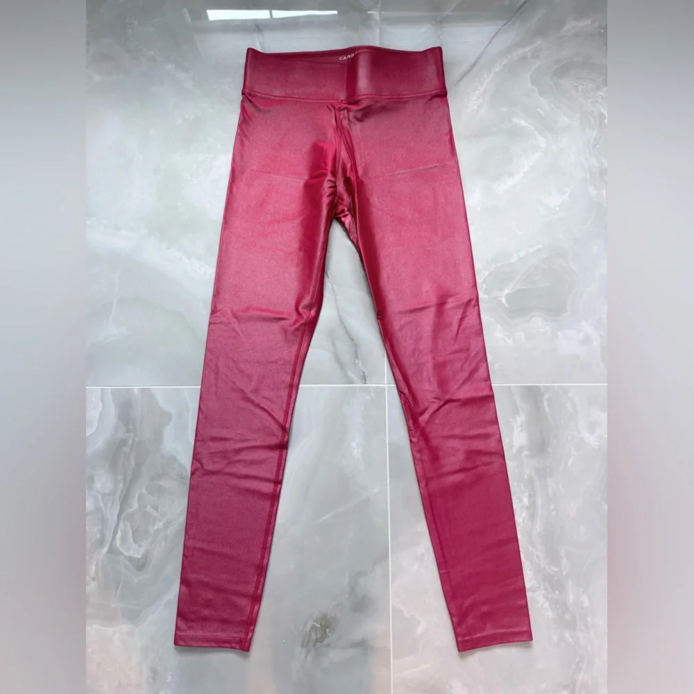 $118 Carbon 38 Red Takara shine high waisted Leggings Small - Picture 2 of 4